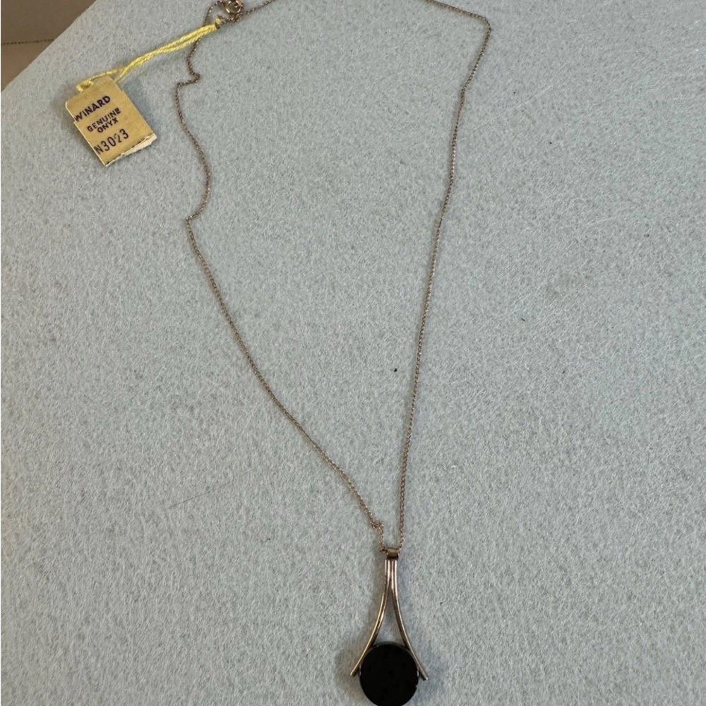 Winward Gold 16” Necklace with Black Onyx Pendant